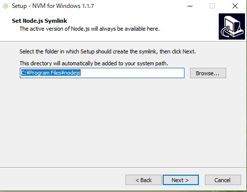 NVM Windows シンボリックリンクの設定